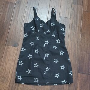 Tinseltown Black Sleeveless Dress with White Star Design size XL